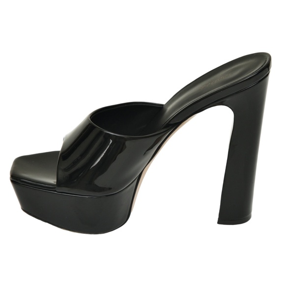 LE SILLA Black Patent Leather RESORT Mule Sandal Platform Heel Slip On 38 $790 - Picture 3 of 10